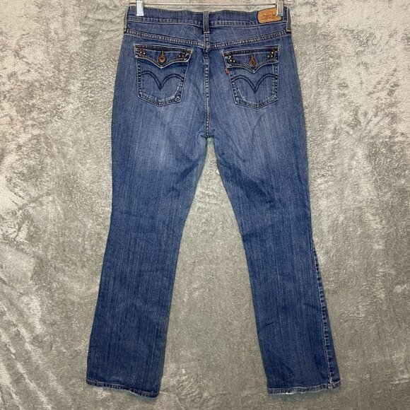 Levis 515 Women Flap Pocket Love Patch Mid Rise Stretch Bootcut Denim Jean 8 - Picture 2 of 13